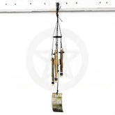 Soft-Sounding Windchime Twigs Chunky Driftwood Bark Evil Eye and Pentacle Charms Handmade | Woot & Hammy